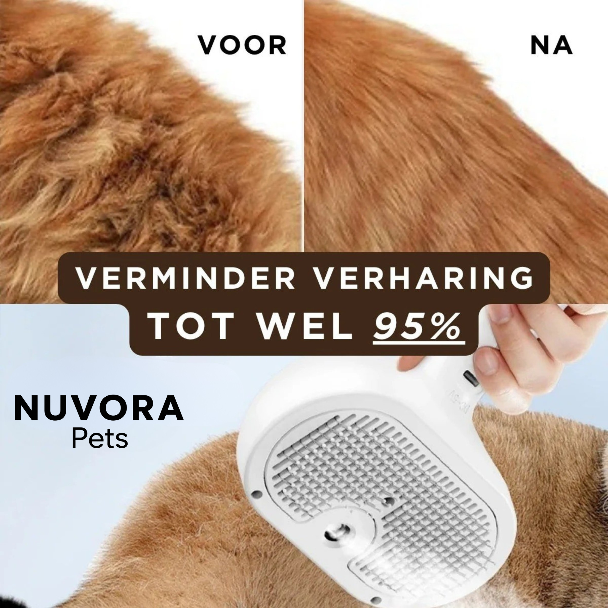 NuvoraPets® SteamBrush Pro - Professionele Vachtverzorgings Borstel voor Huisdieren