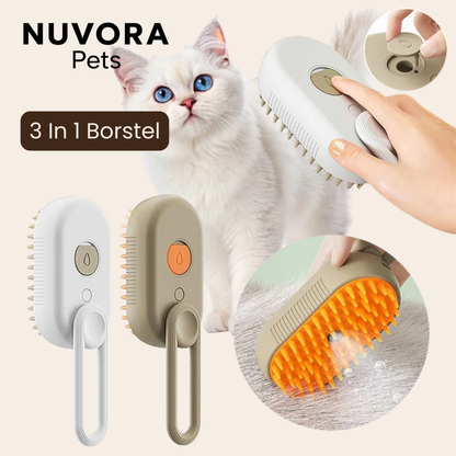 NuvoraPets® 3-in-1 electric steam brush for dogs and cats