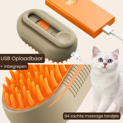 NuvoraPets® 3-in-1 electric steam brush for dogs and cats
