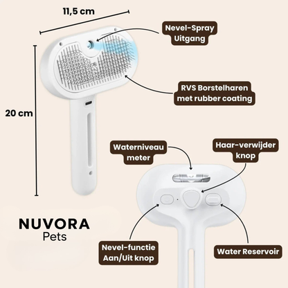 NuvoraPets® SteamBrush Pro - Professionele Vachtverzorgings Borstel voor Huisdieren